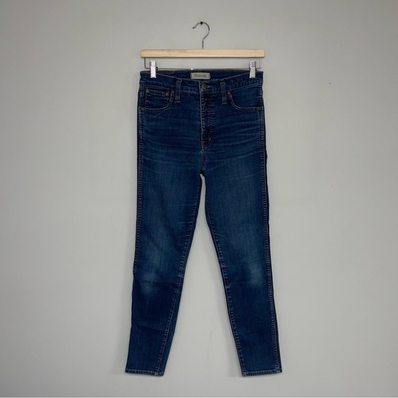 Madewell Jeans Women’s Size 27 Dark Blue Wash 10” High-Rise Skinny Denim Stretch - Picture 2 of 10